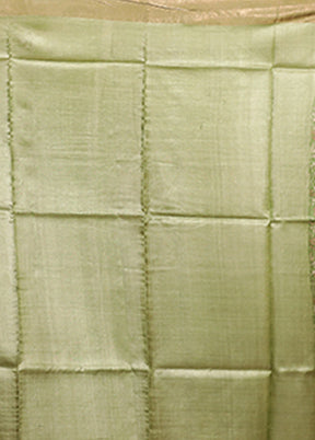Green Tussar Silk Saree With Blouse Piece