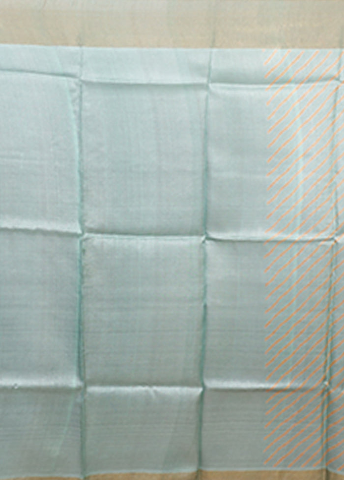 Blue Tussar Silk Saree With Blouse Piece