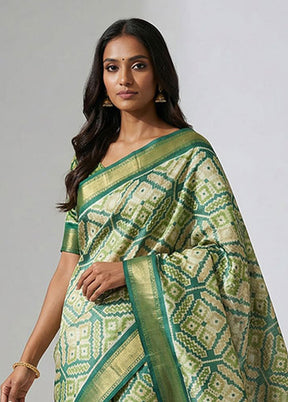 Green Tussar Silk Saree With Blouse Piece