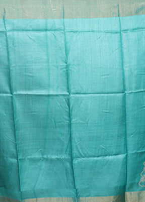 Green Tussar Silk Saree With Blouse Piece