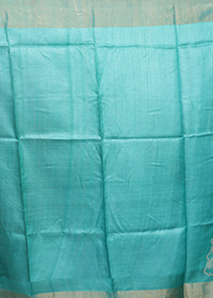 Green Tussar Silk Saree With Blouse Piece