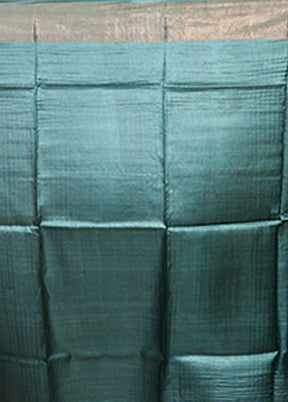 Green Handloom Tussar Pure Silk Saree With Blouse Piece