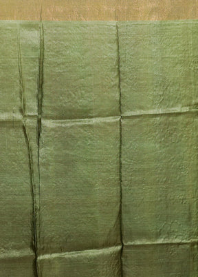 Blue Handloom Tussar Pure Silk Saree With Blouse Piece