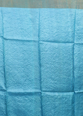 Blue Handloom Tussar Pure Silk Saree With Blouse Piece