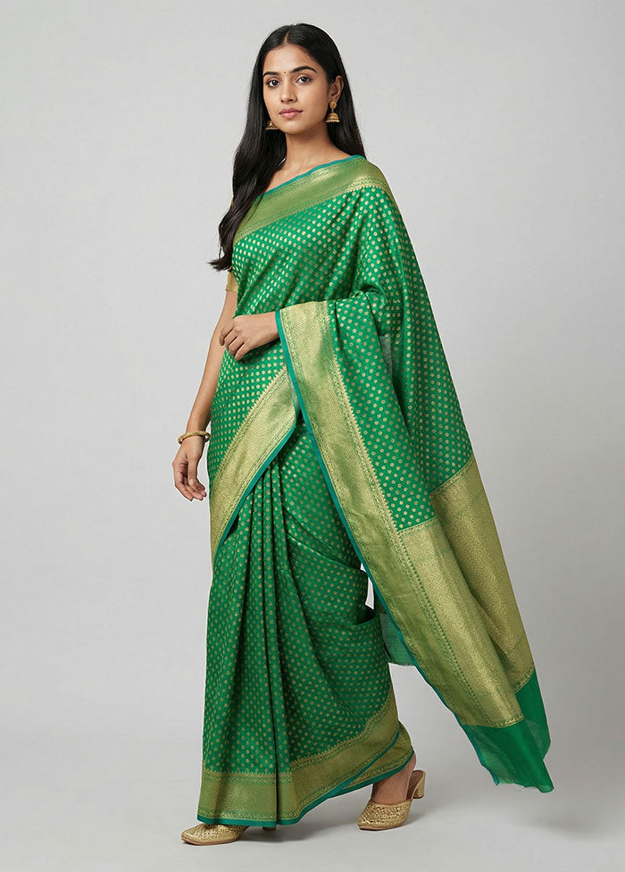 Green Kora Silk Saree With Blouse Piece