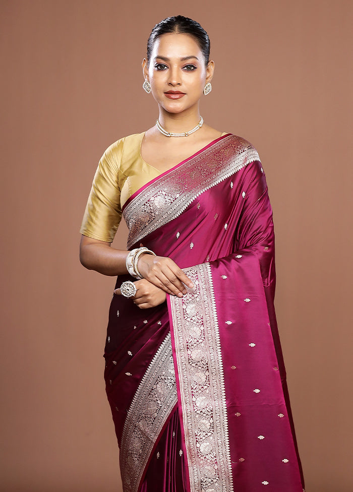 Purple Katan Silk Saree With Blouse Piece