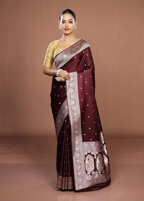 Maroon Katan Silk Saree With Blouse Piece