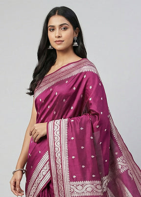 Purple Katan Silk Saree With Blouse Piece