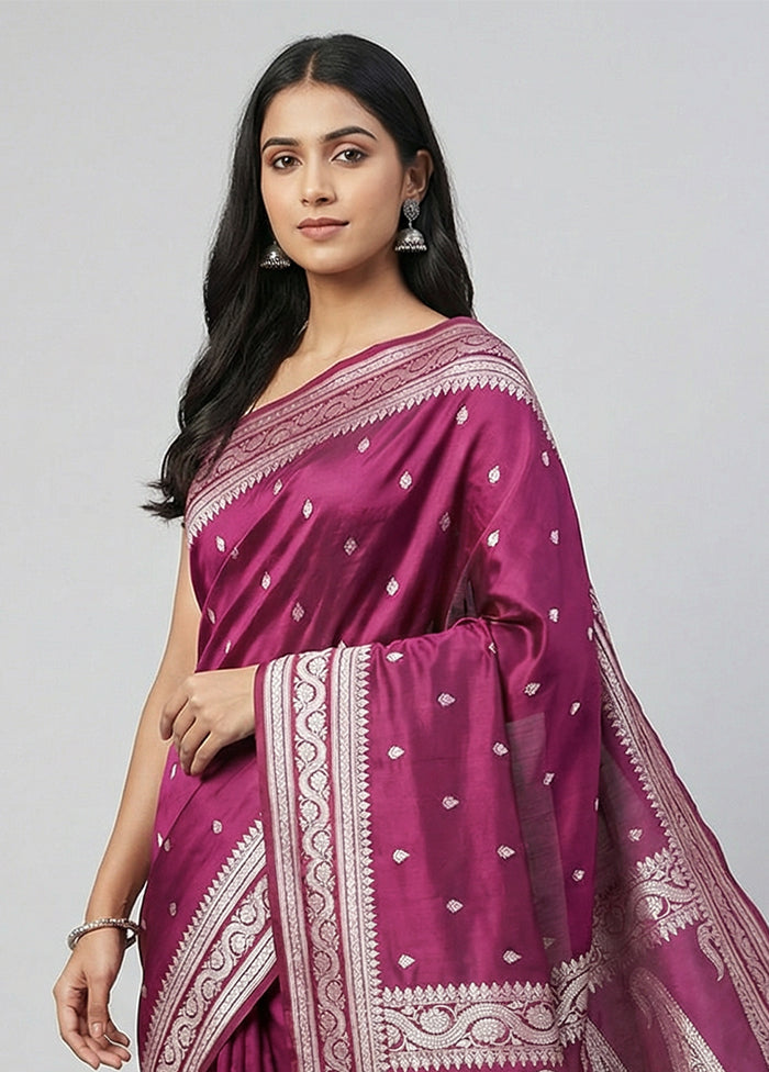 Purple Katan Silk Saree With Blouse Piece
