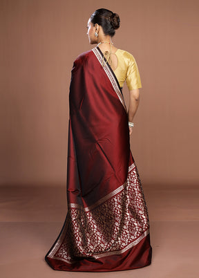 Maroon Katan Silk Saree With Blouse Piece