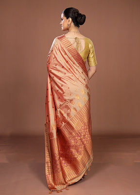 Cream Assam Silk Saree With Blouse Piece