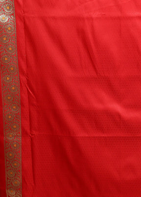 Red Banarasi Silk Saree With Blouse Piece