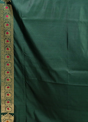 Green Banarasi Silk Saree With Blouse Piece