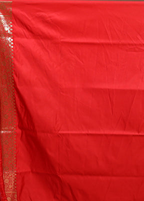 Red Banarasi Silk Saree With Blouse Piece