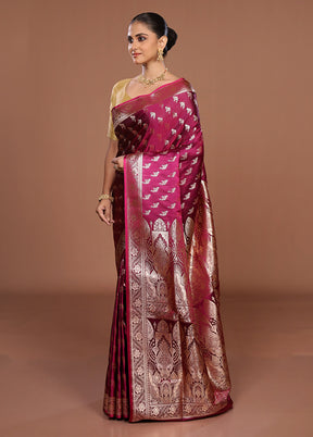 Purple Banarasi Silk Saree With Blouse Piece