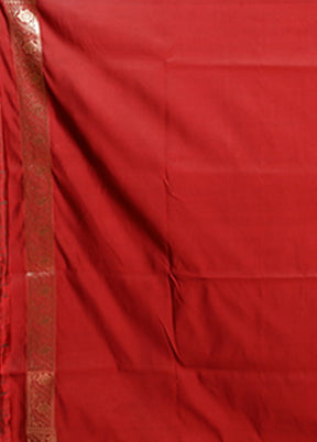 Maroon Banarasi Silk Saree With Blouse Piece