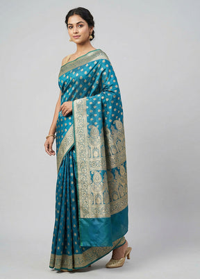 Green Banarasi Silk Saree With Blouse Piece
