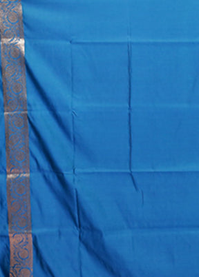 Blue Banarasi Silk Saree With Blouse Piece