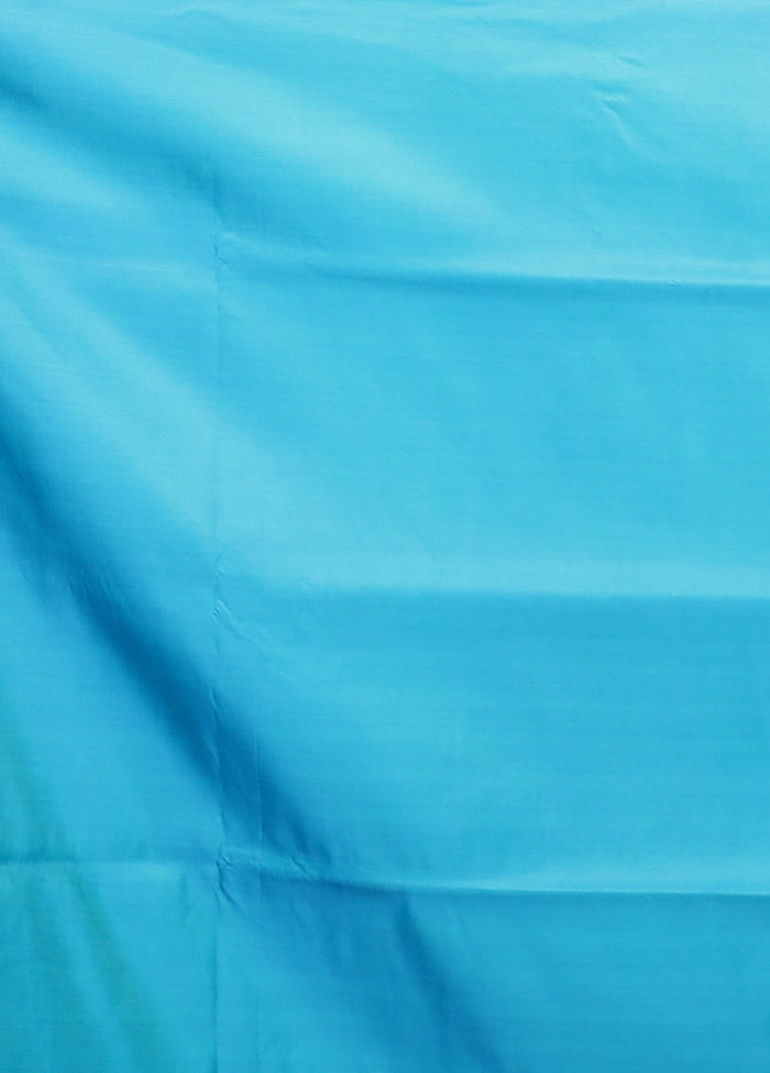 Blue Banarasi Silk Saree With Blouse Piece