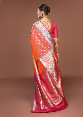 Yellow Banarasi Silk Saree With Blouse Piece