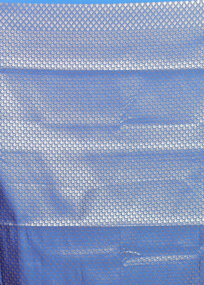 Blue Banarasi Silk Saree With Blouse Piece