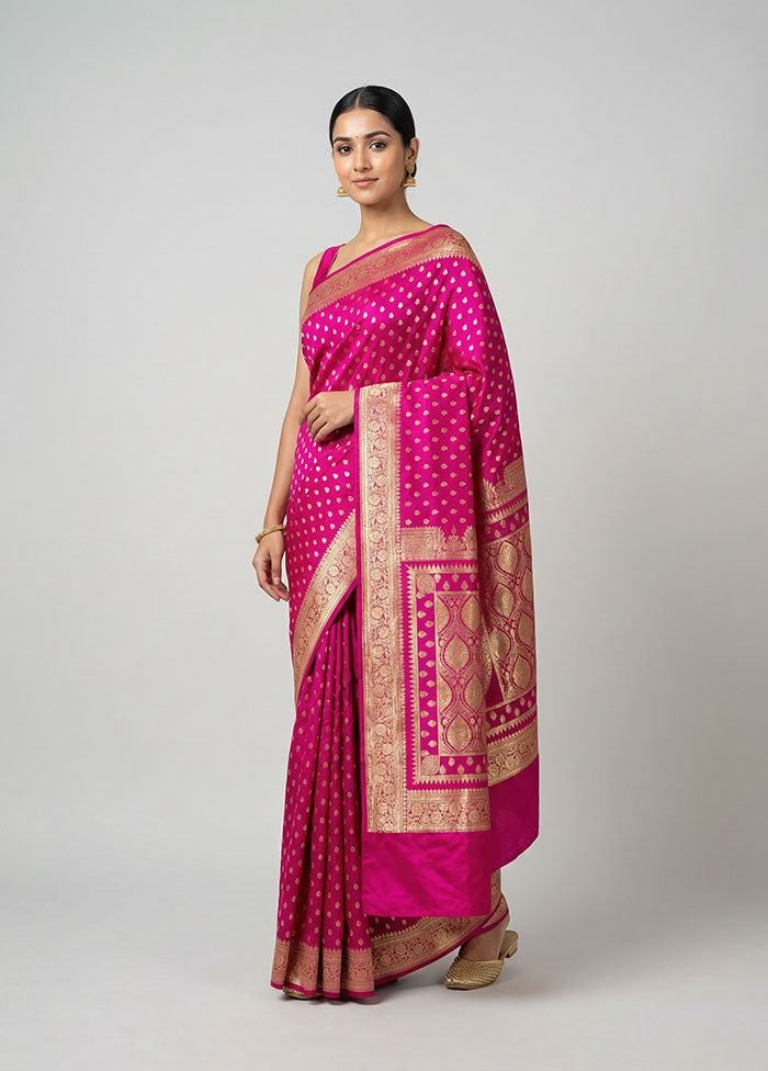 Purple Banarasi Silk Saree With Blouse Piece
