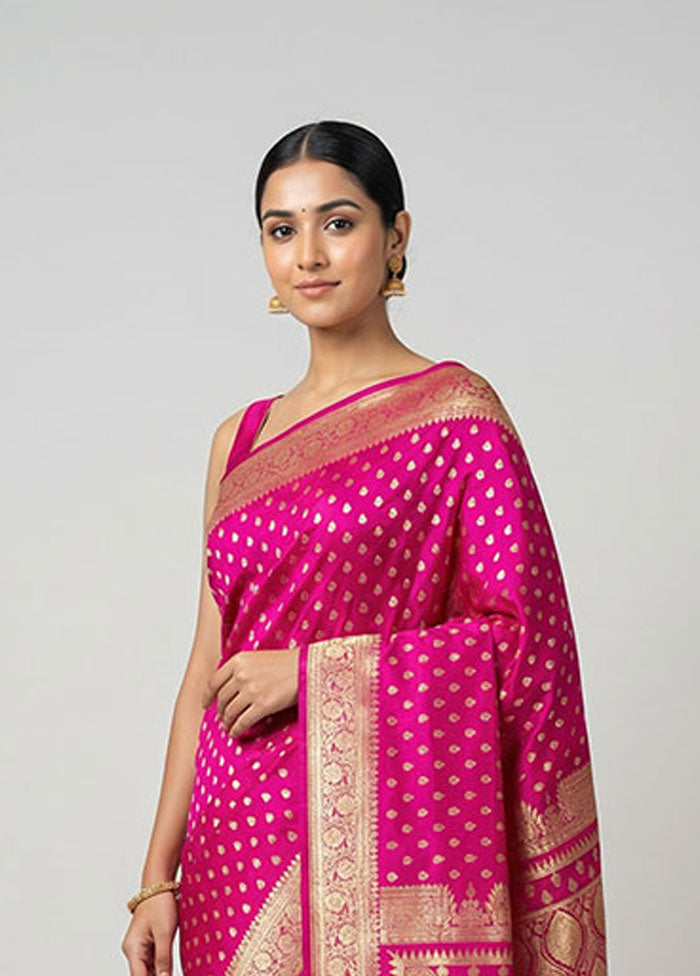 Purple Banarasi Silk Saree With Blouse Piece