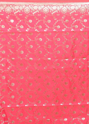 Pink Banarasi Silk Saree With Blouse Piece