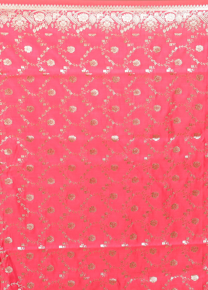 Pink Banarasi Silk Saree With Blouse Piece