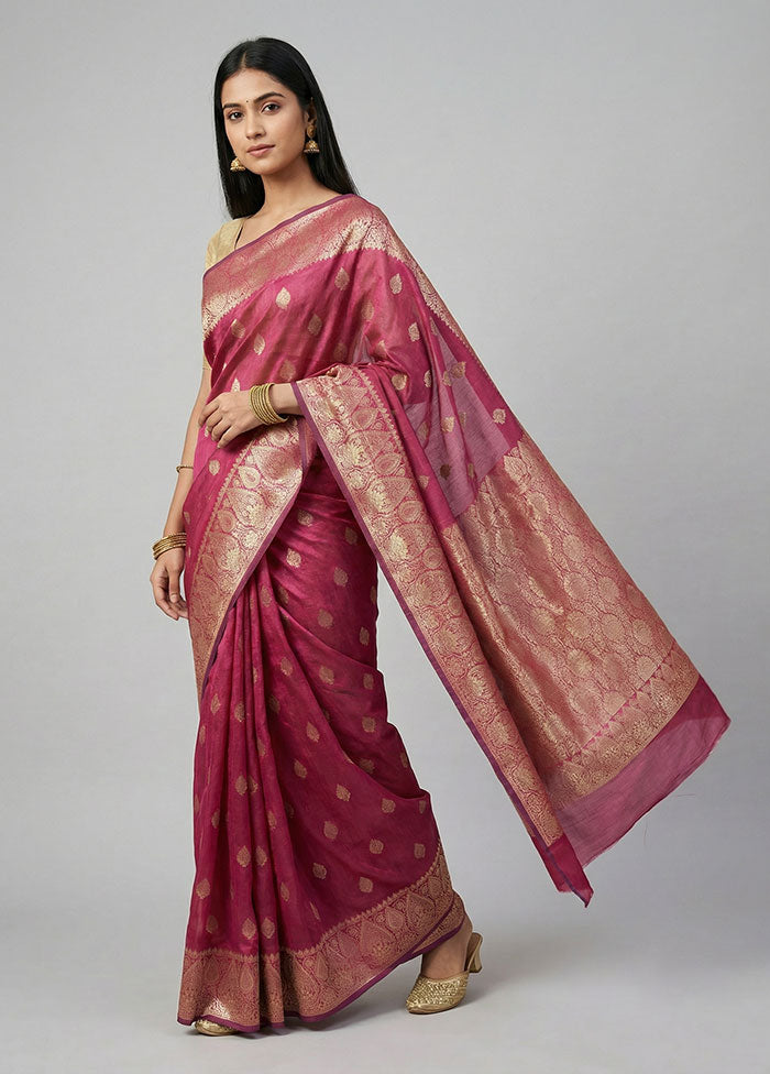 Purple Cotton Saree With Blouse Piece