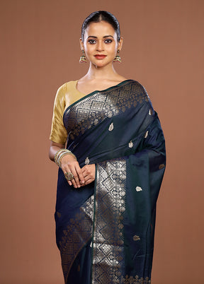 Blue Cotton Saree With Blouse Piece