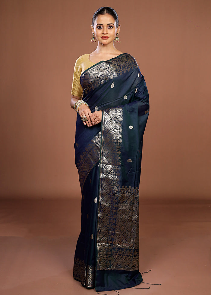 Blue Cotton Saree With Blouse Piece