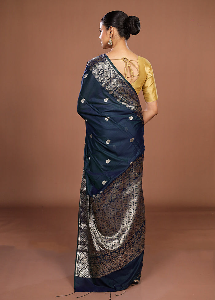 Blue Cotton Saree With Blouse Piece