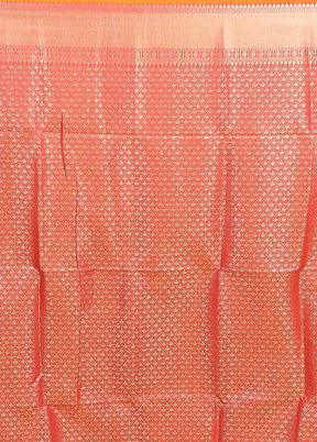 Orange Cotton Saree With Blouse Piece