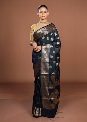Green Cotton Saree With Blouse Piece