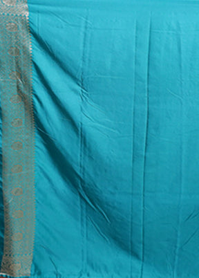 Blue Dupion Silk Saree With Blouse Piece