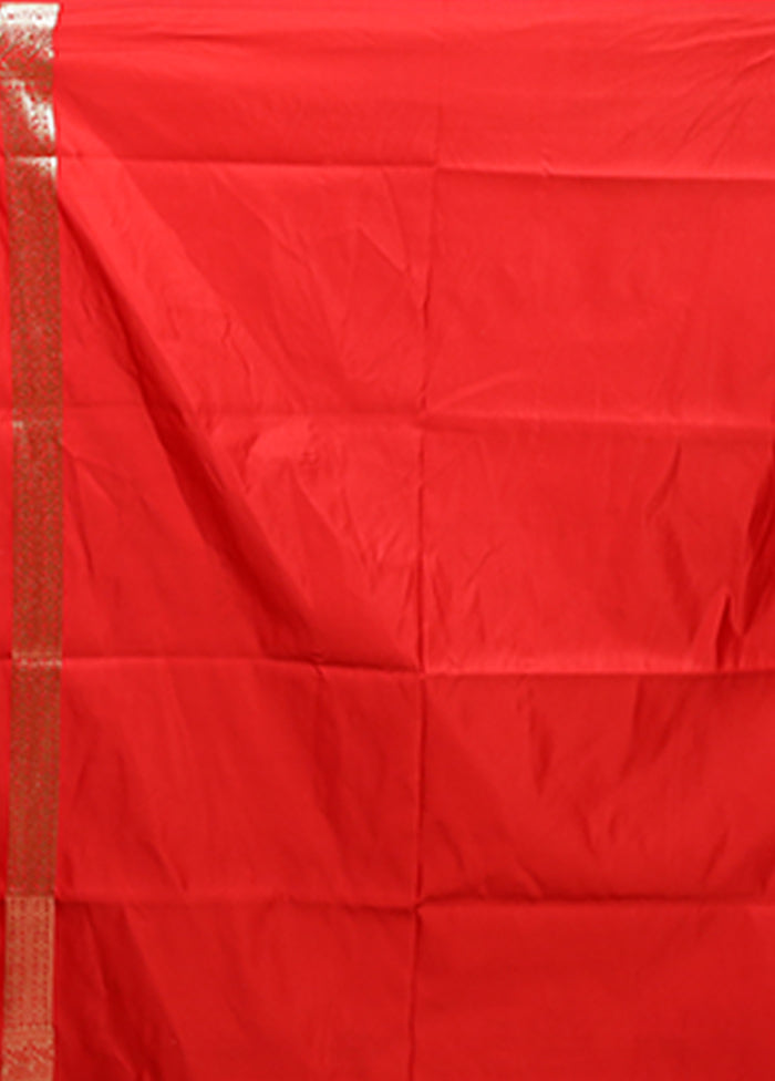 Red Banarasi Silk Saree With Blouse Piece
