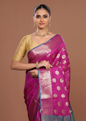Purple Kora Silk Saree With Blouse Piece