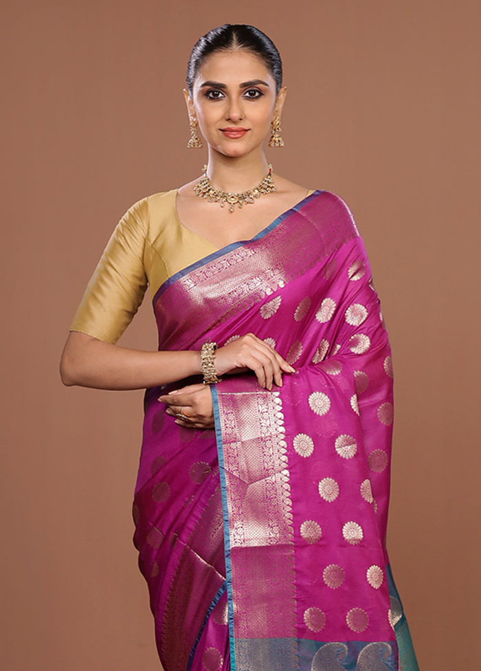 Purple Kora Silk Saree With Blouse Piece