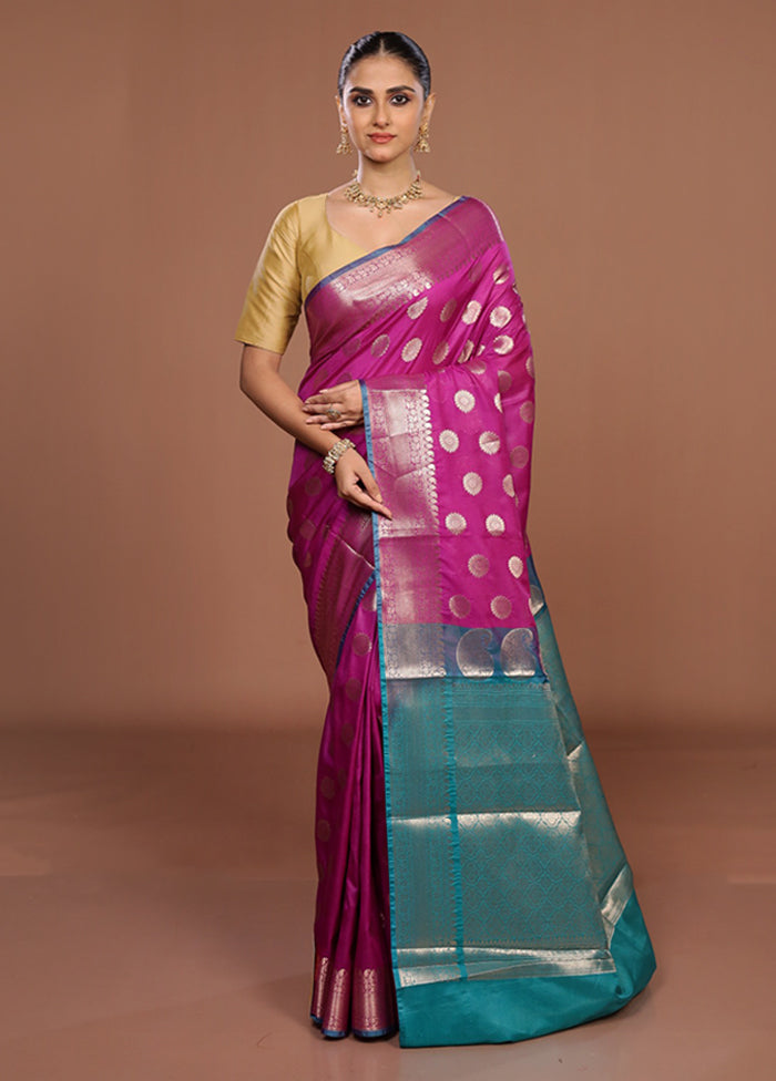 Purple Kora Silk Saree With Blouse Piece