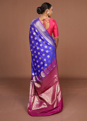 Blue Kora Silk Saree With Blouse Piece