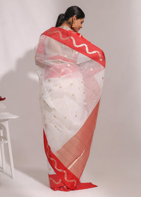 White Organza Saree With Blouse Piece