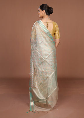 Cream Tissue Silk Saree With Blouse Piece
