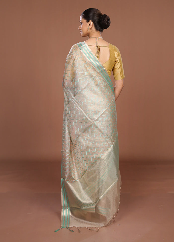Cream Tissue Silk Saree With Blouse Piece