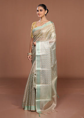Cream Tissue Silk Saree With Blouse Piece