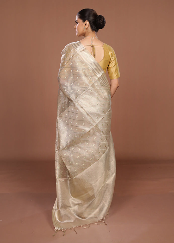 Cream Tissue Silk Saree With Blouse Piece