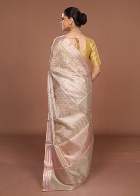 Cream Tissue Silk Saree With Blouse Piece