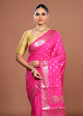 Pink Dupion Silk Saree With Blouse Piece