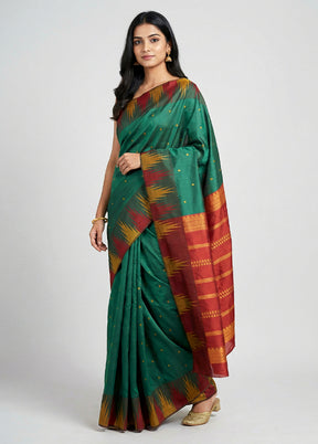 Green Kanjivaram Silk Saree With Blouse Piece