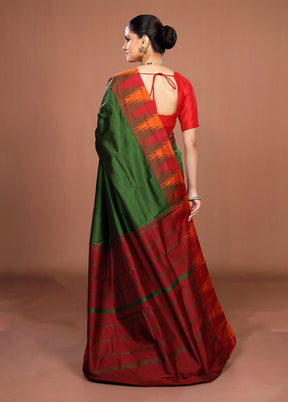Green Kanjivaram Silk Saree With Blouse Piece